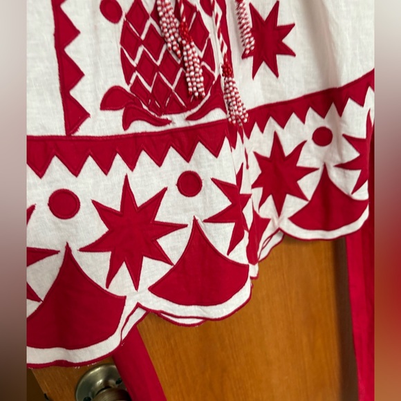 NWT Farm Rio Red white cut work minidress with optional sash Medium - Picture 7 of 8